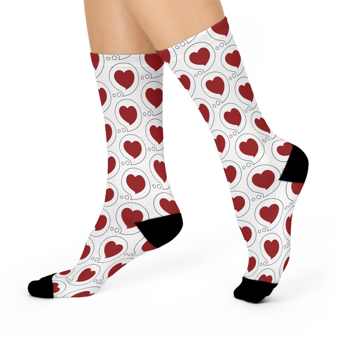 Heart Bubble Pattern Cushioned Crew Socks