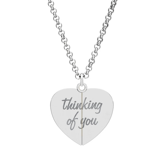 Hidden "Thinking of You" Message Heart Bubble Necklace with Pendant