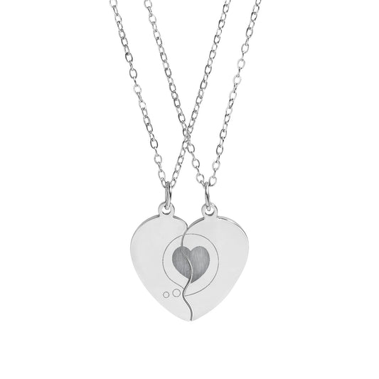 Break Apart Heart Necklace Set — Engravable Best Friends/BFF Split Pendant