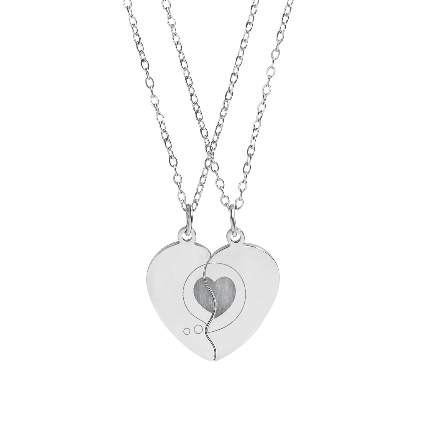 Break Apart Heart Necklace Set — Engravable Best Friends/BFF Split Pendant
