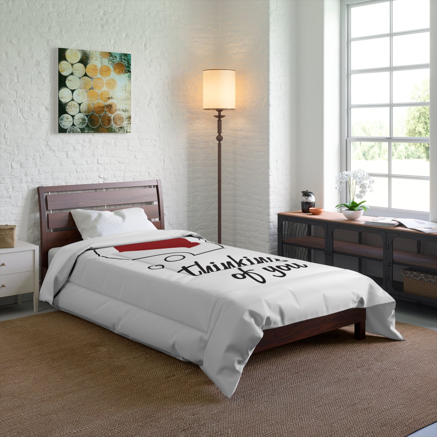 Thinking of You Comforter - Heart Bubble Decorative Bedding for Valentine’s Day & Romantic Gifts