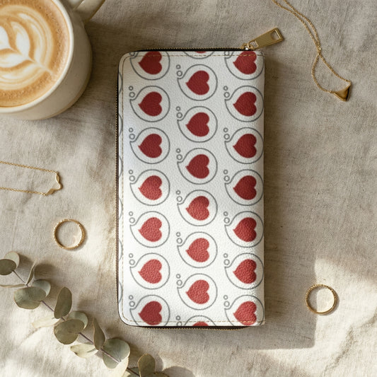Heart Bubble Patterned Zipper Wallet — Thinking of You Heart Bubble Long Zip Wallet for Women