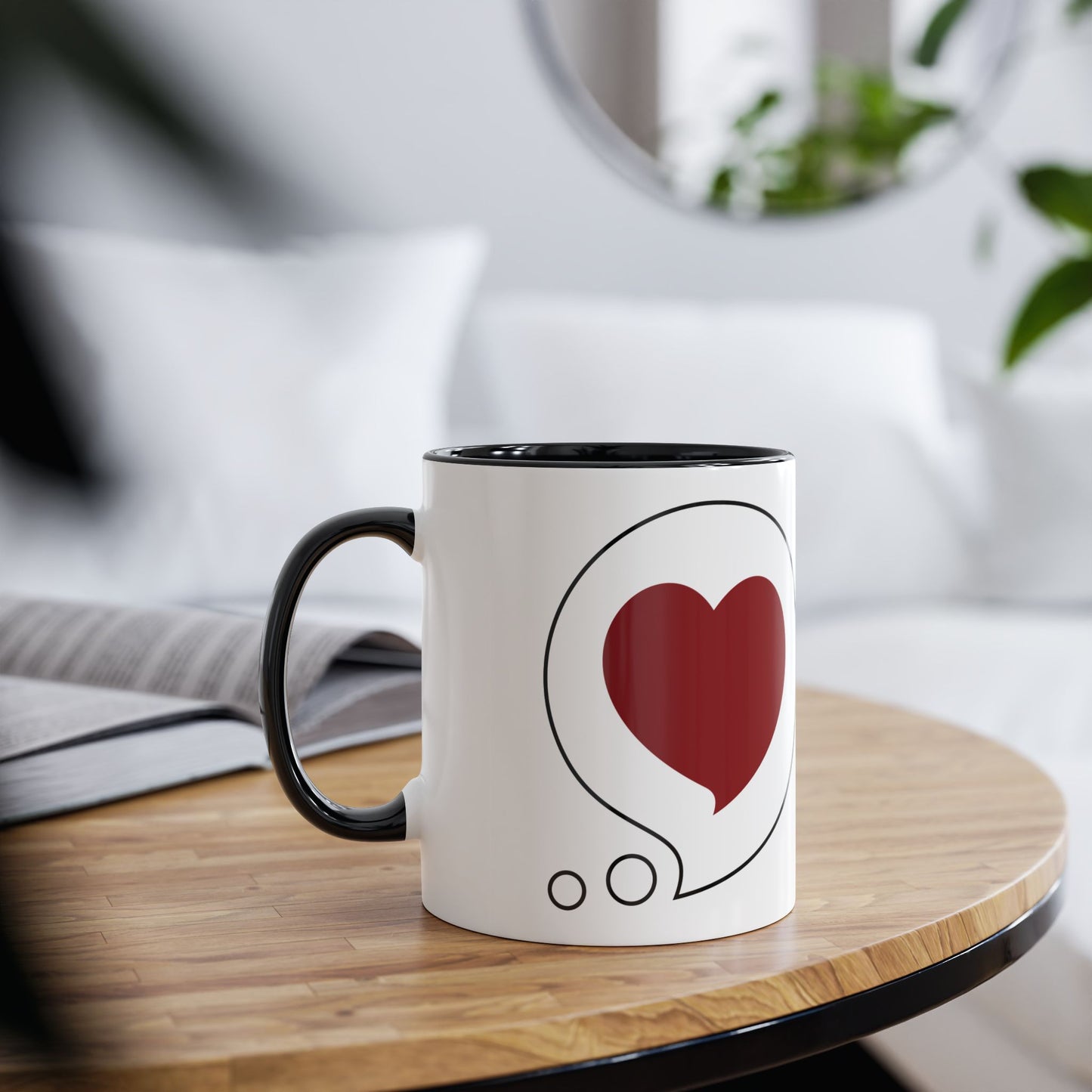 Heart Bubble Coffee Mug – "Thinking of You" Two-Tone 11oz