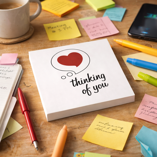 Post-it Note Pad — "Thinking of You" Heart Bubble Notes for Gifts & Everyday Reminders