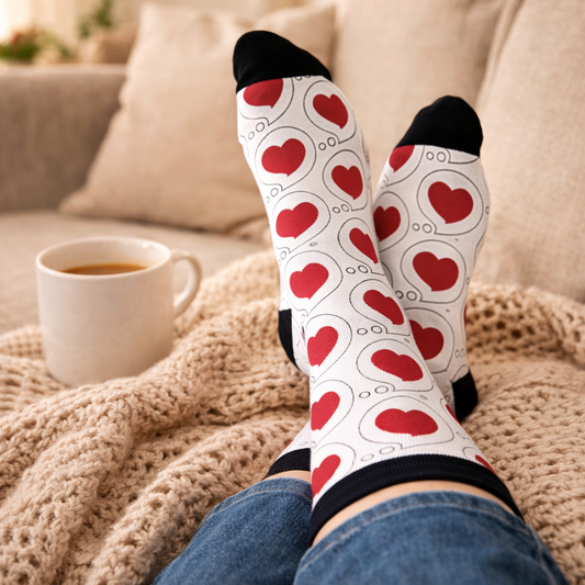 Heart Bubble Pattern Cushioned Crew Socks