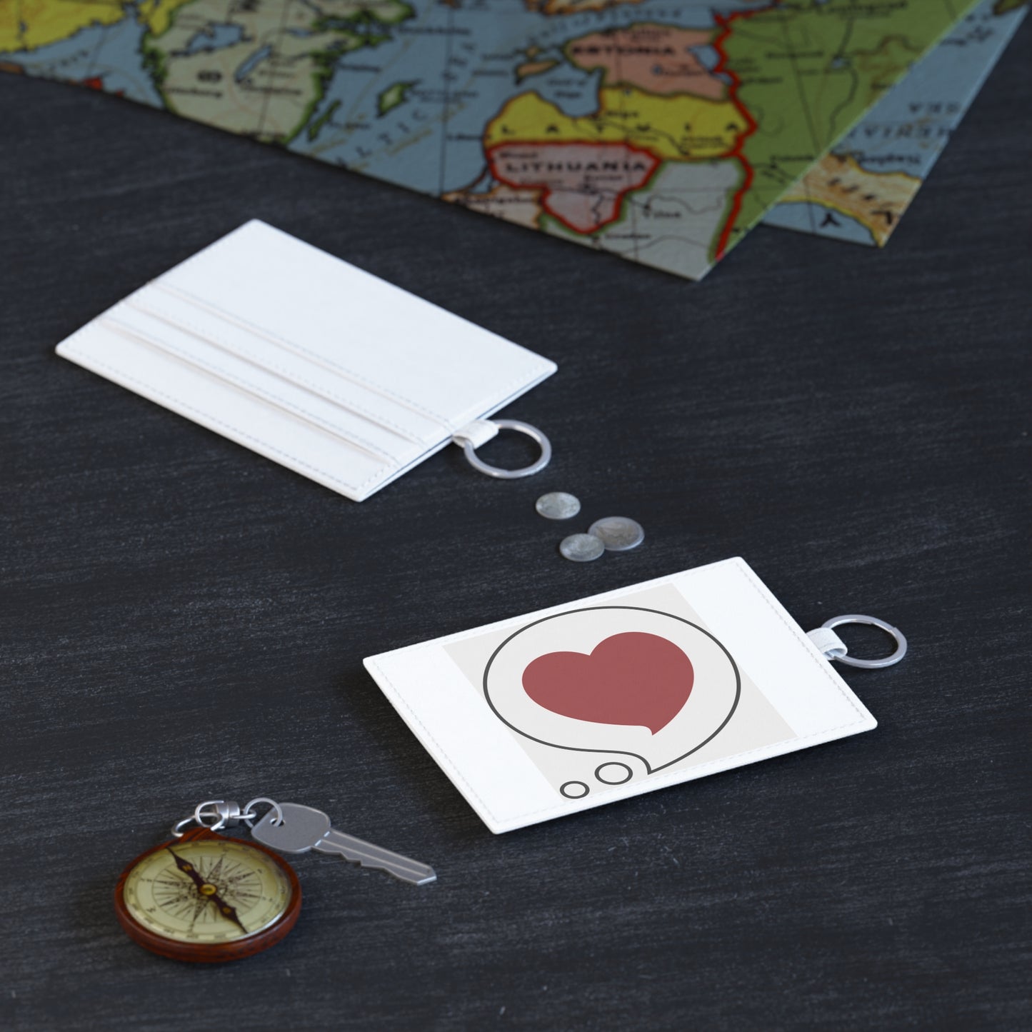Heart Bubble Saffiano Leather Card Holder — Minimalist Card Wallet