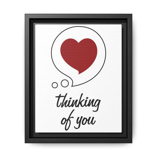 Framed Matte Canvas Wall Art — 'Thinking of You' and Heart Bubble