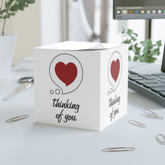 Thinking of You Note Cube — Heart Bubble Sticky Note Pad