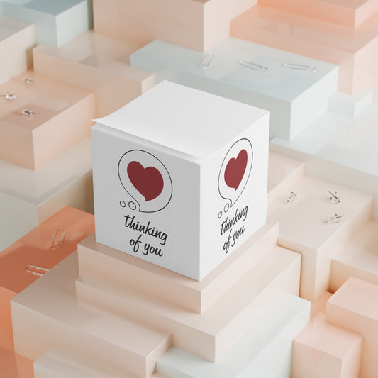 Thinking of You Note Cube — Heart Bubble Sticky Note Pad