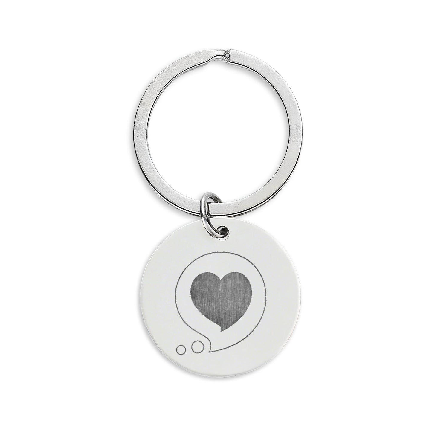 Engraved Round Stainless Keychain — "Thinking of You" Heart Keepsake