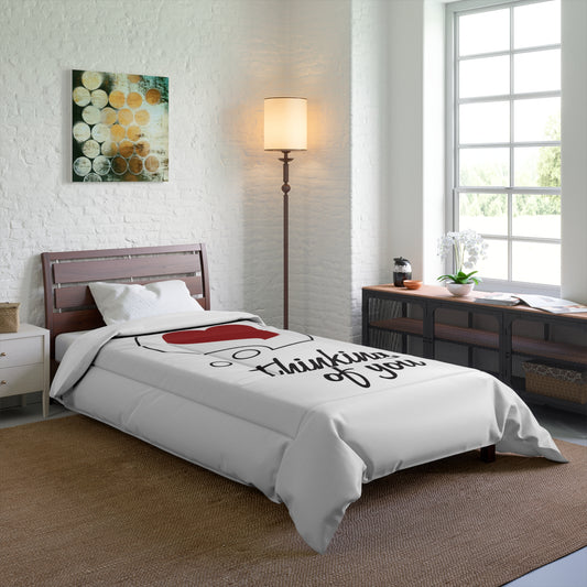 Thinking of You Comforter - Heart Bubble Decorative Bedding for Valentine’s Day & Romantic Gifts