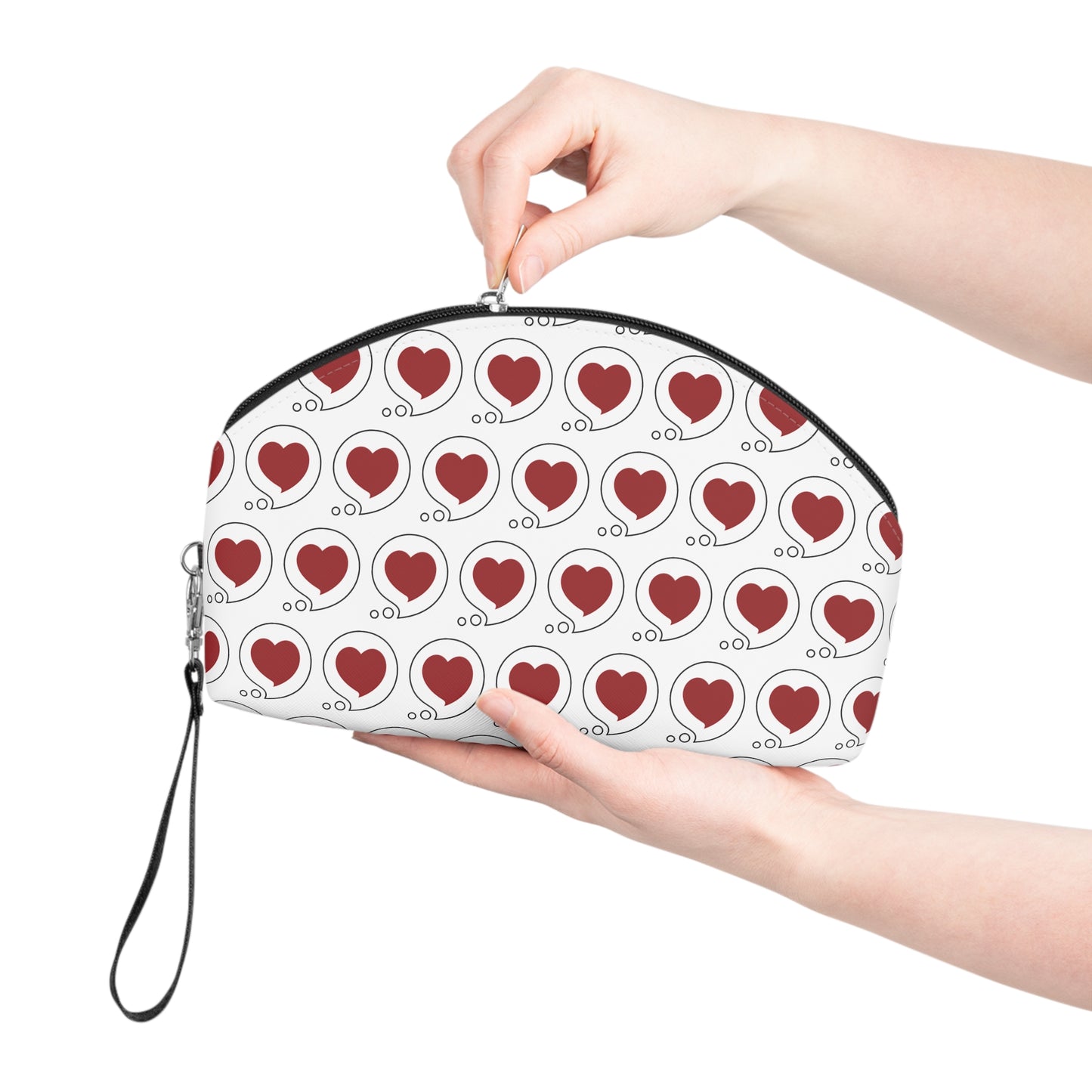 Heart Bubble Makeup Bag — Roomy Cosmetic Pouch with Wrist Strap