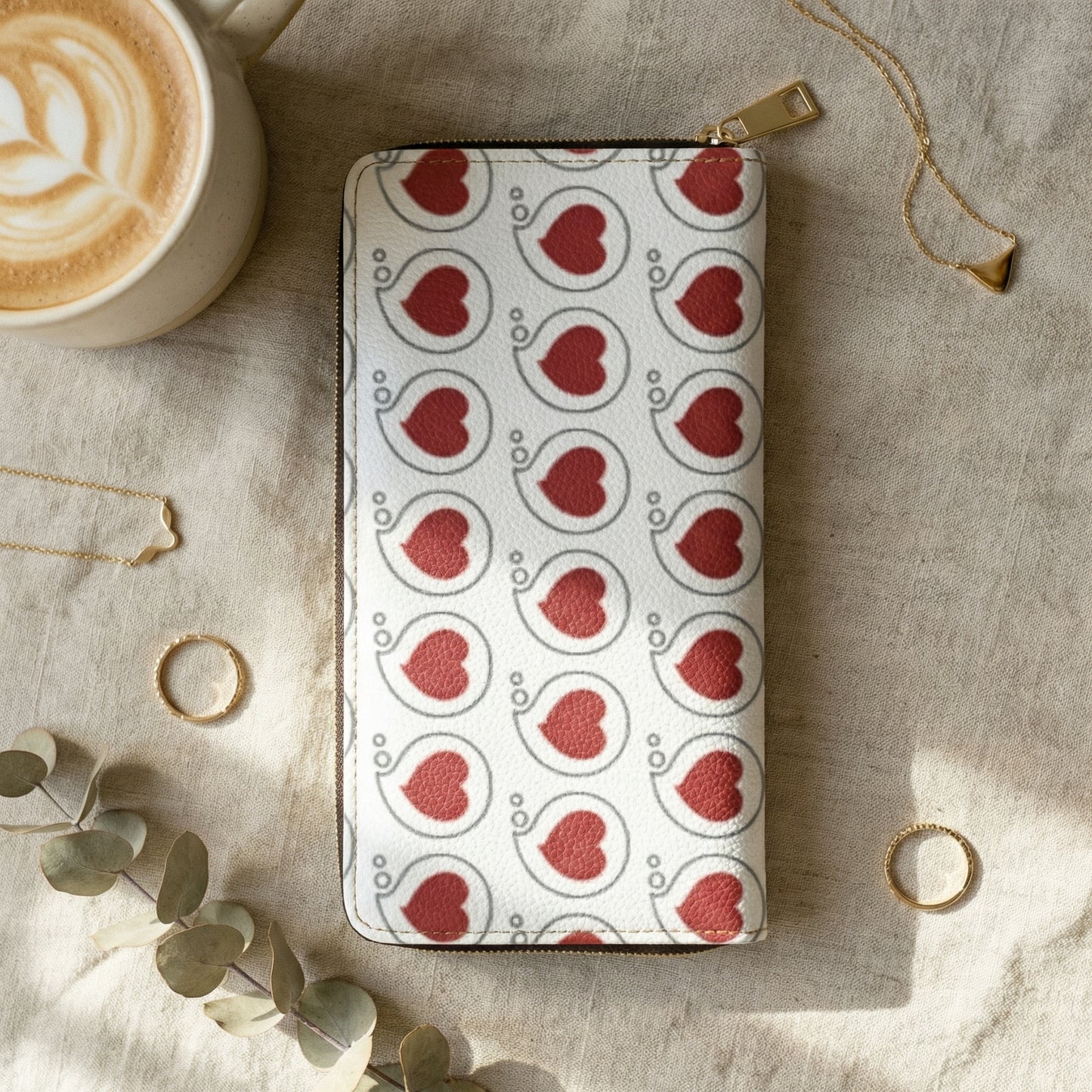 Heart Bubble Patterned Zipper Wallet — Thinking of You Heart Bubble Long Zip Wallet for Women