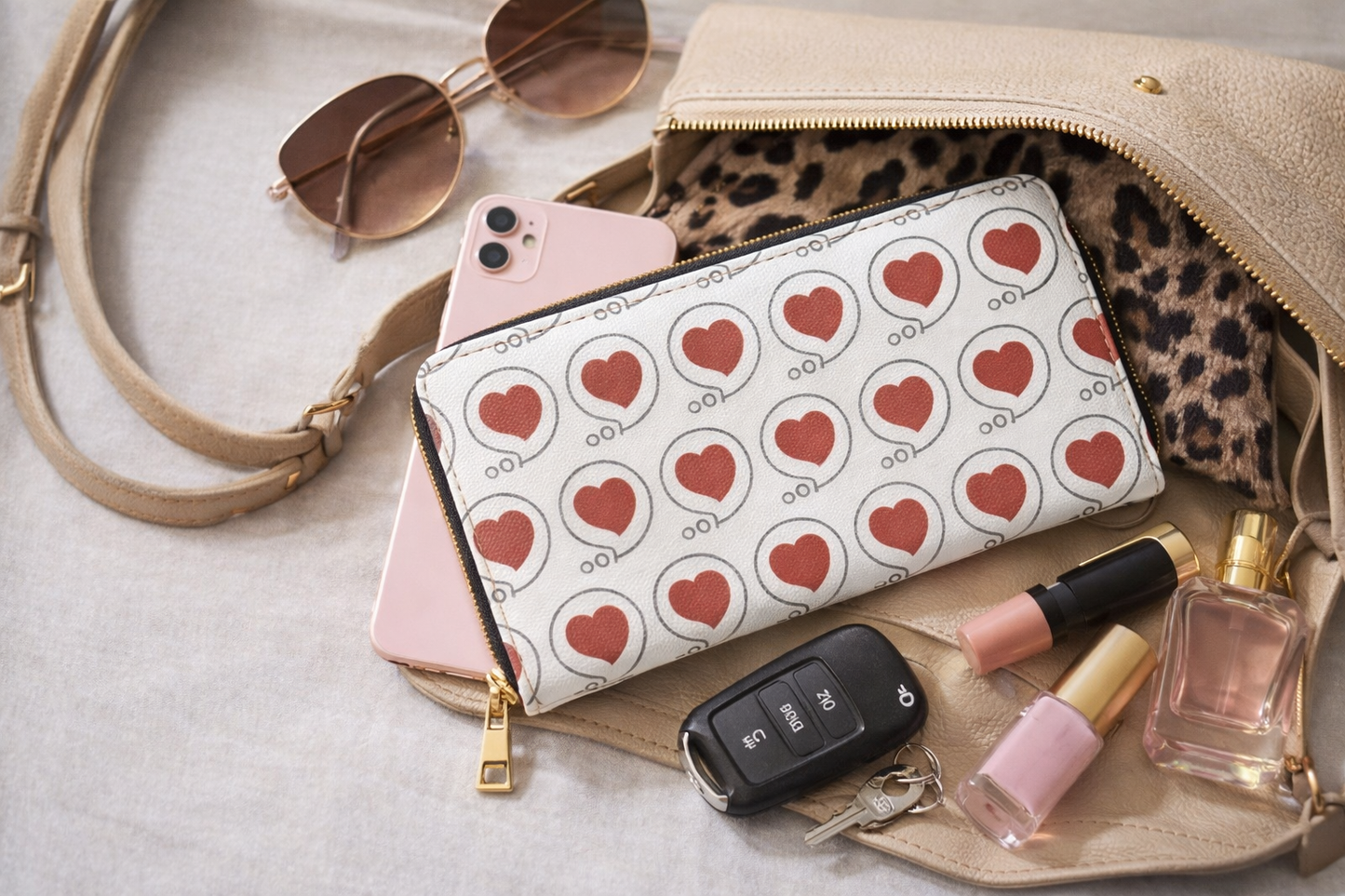 Heart Bubble Patterned Zipper Wallet — Thinking of You Heart Bubble Long Zip Wallet for Women