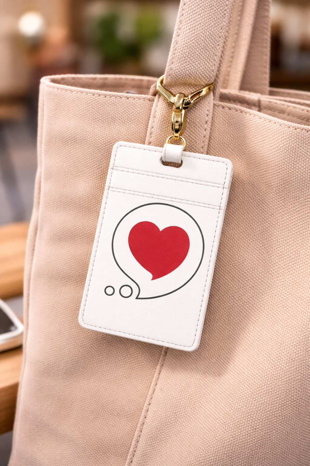 Heart Bubble Saffiano Leather Card Holder — Minimalist Card Wallet
