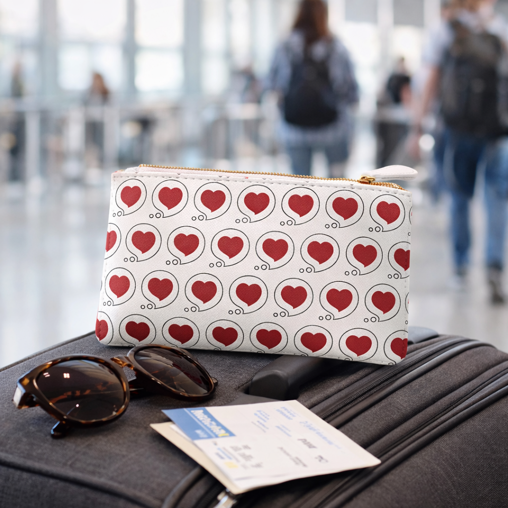 Heart Bubble Mini Clutch Bag — Red Heart Pattern Zip Pouch (Valentine’s Day, Cute Everyday Accessory)