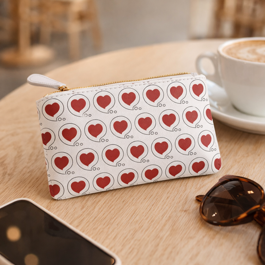 Heart Bubble Mini Clutch Bag — Red Heart Pattern Zip Pouch (Valentine’s Day, Cute Everyday Accessory)