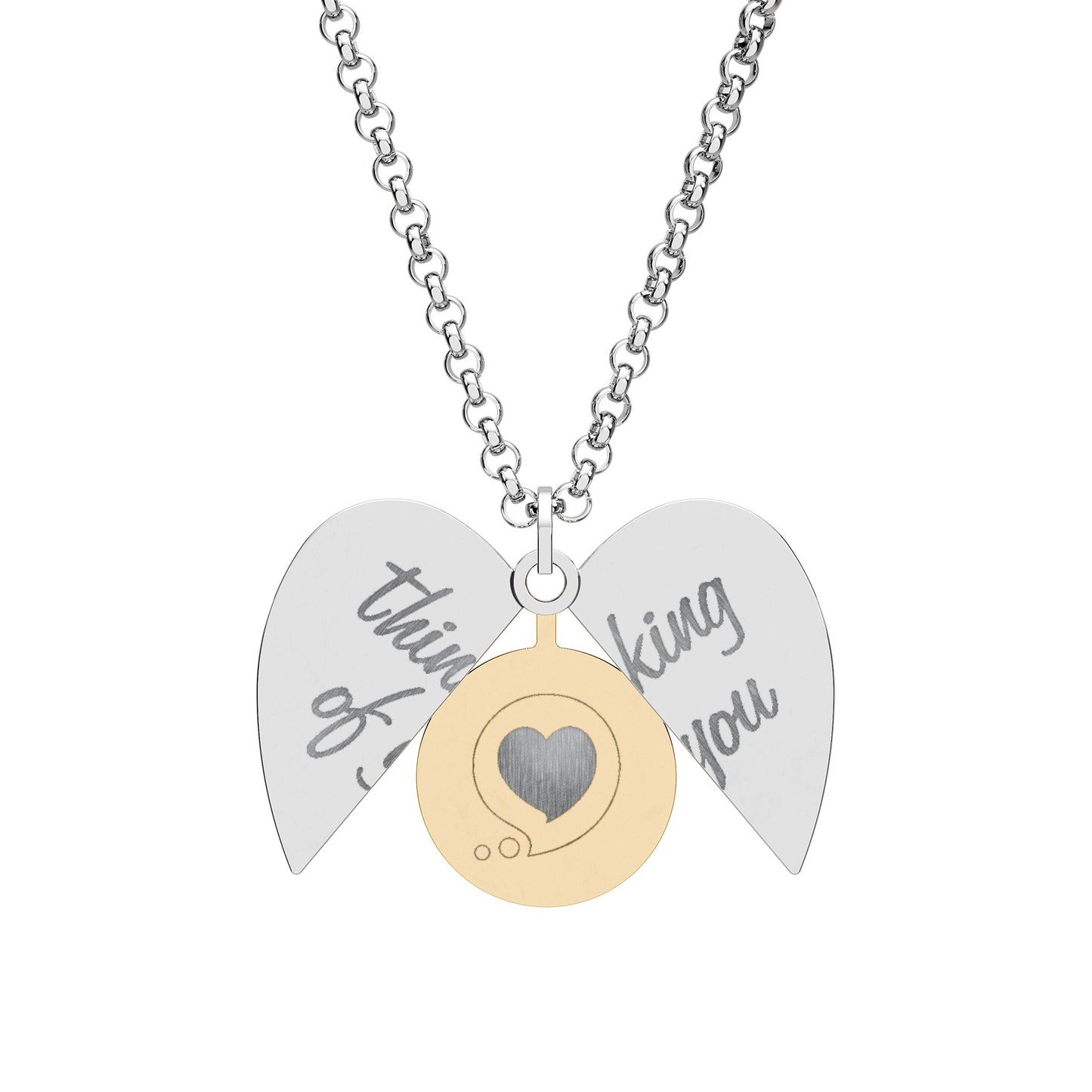 Hidden "Thinking of You" Message Heart Bubble Necklace with Pendant