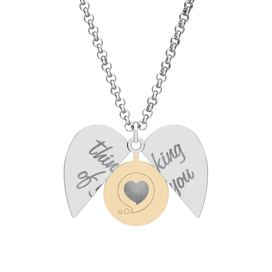 Hidden "Thinking of You" Message Heart Bubble Necklace with Pendant