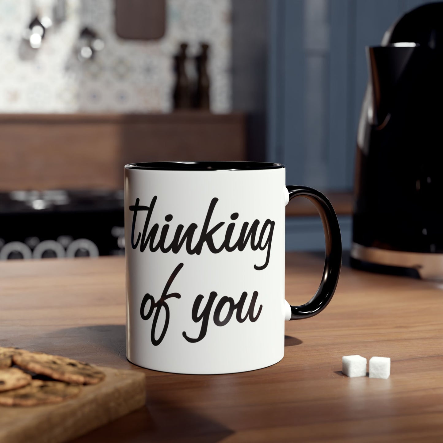 Heart Bubble Coffee Mug – "Thinking of You" Two-Tone 11oz