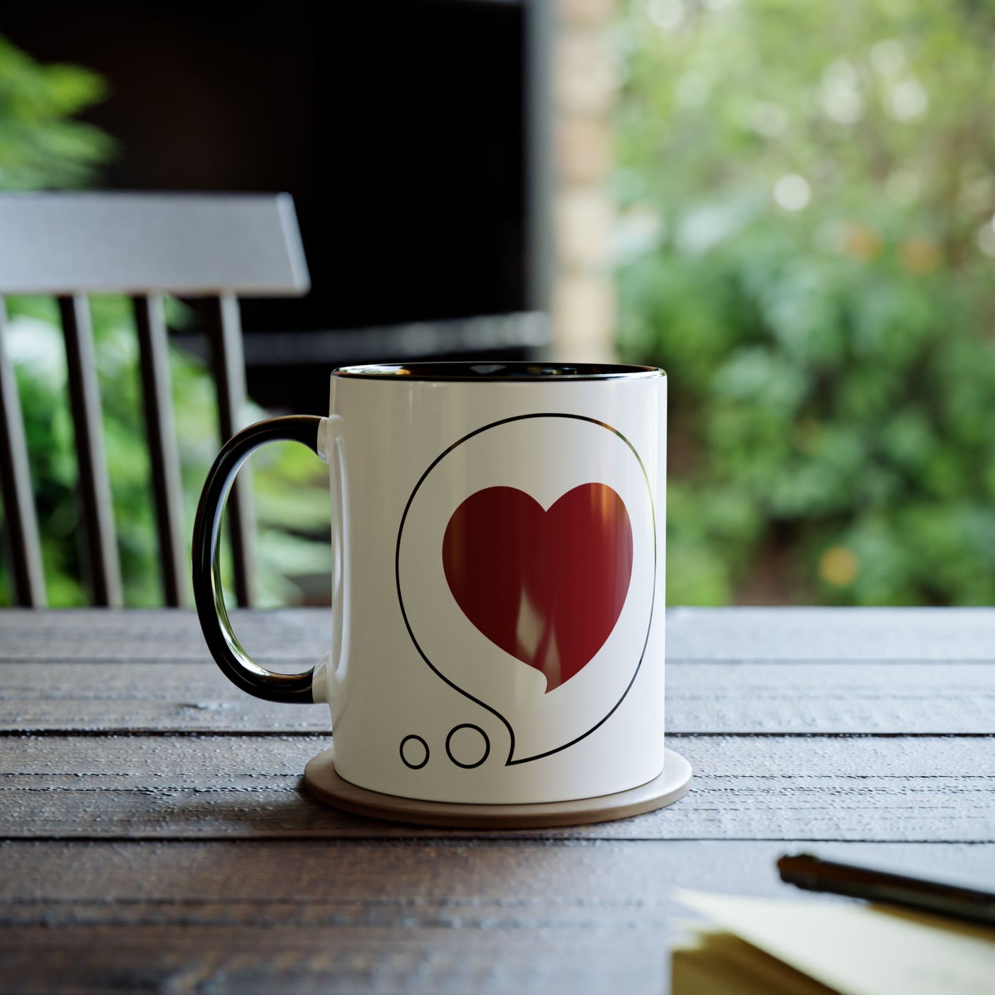 Heart Bubble Coffee Mug – "Thinking of You" Two-Tone 11oz