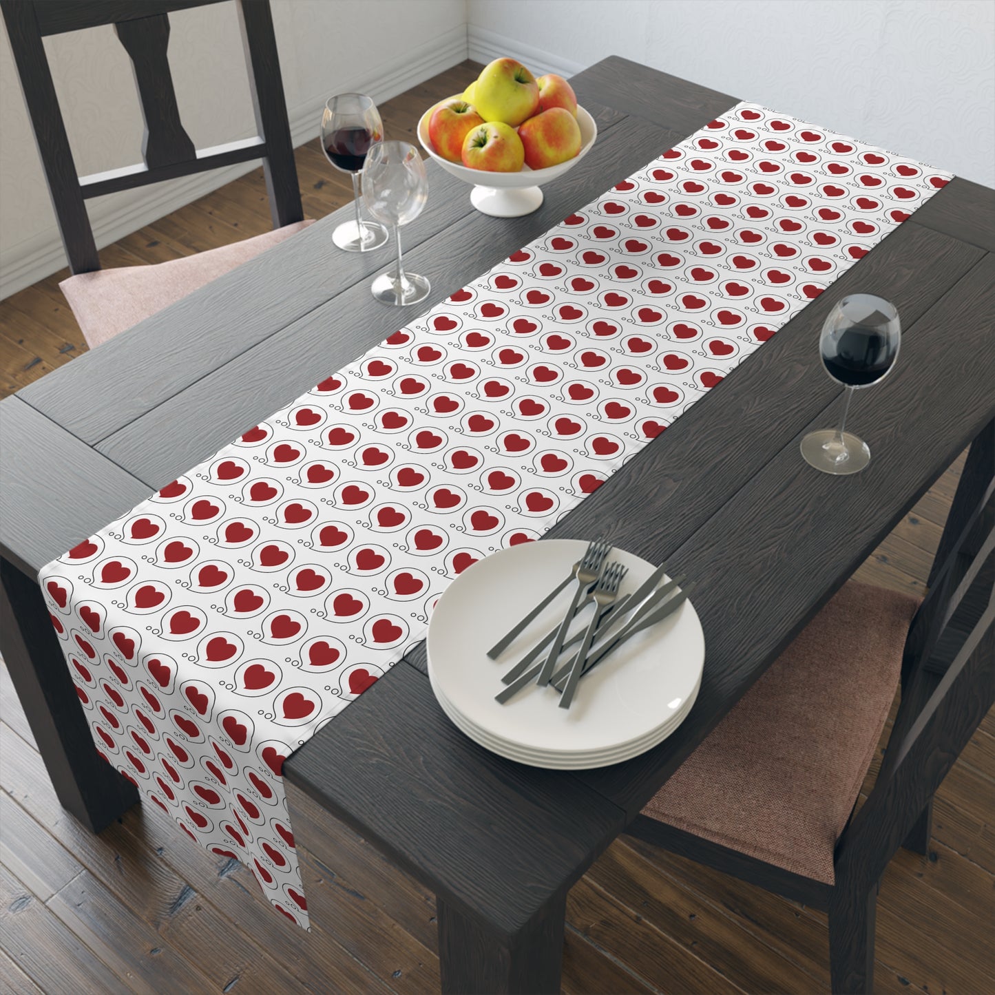 Heart Bubble Table Runner — Heart Bubble Cotton-Poly Decor for Special Days and Everydays!!!