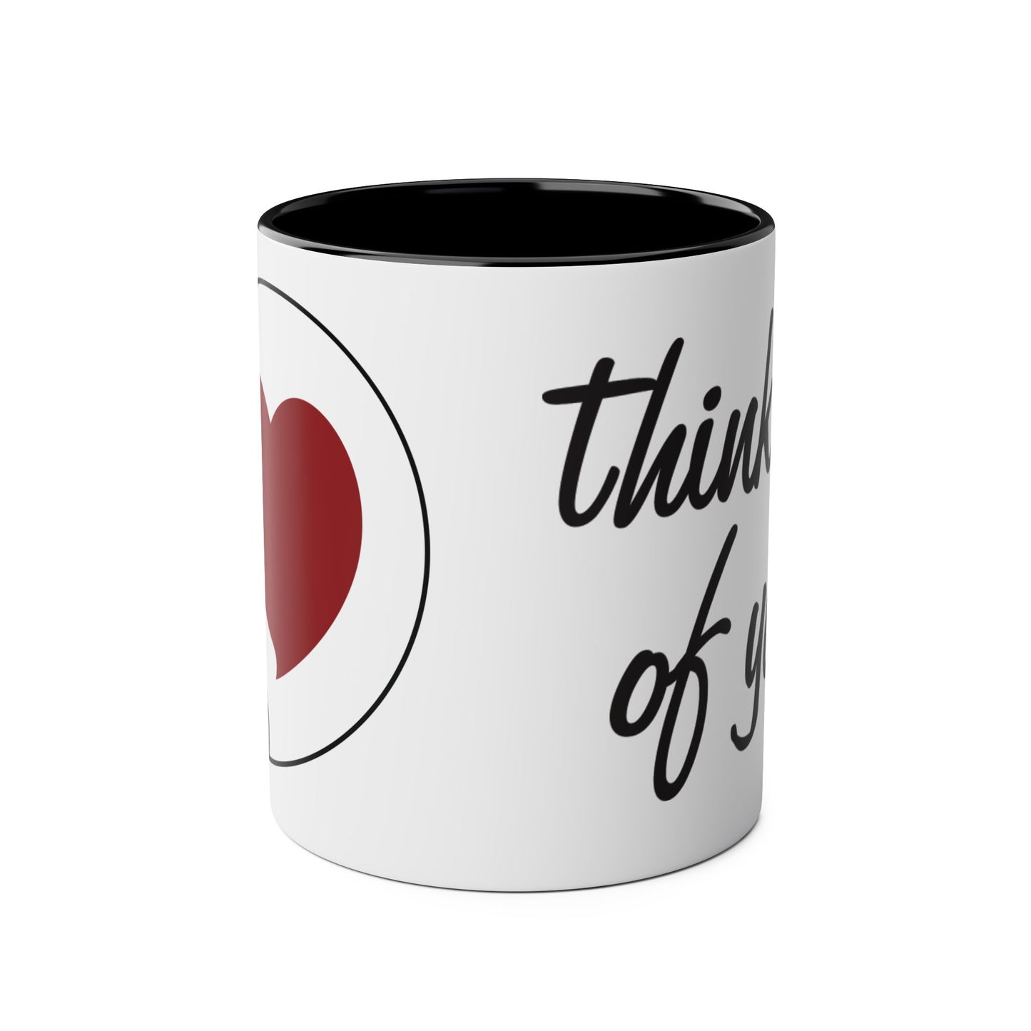 Heart Bubble Coffee Mug – "Thinking of You" Two-Tone 11oz