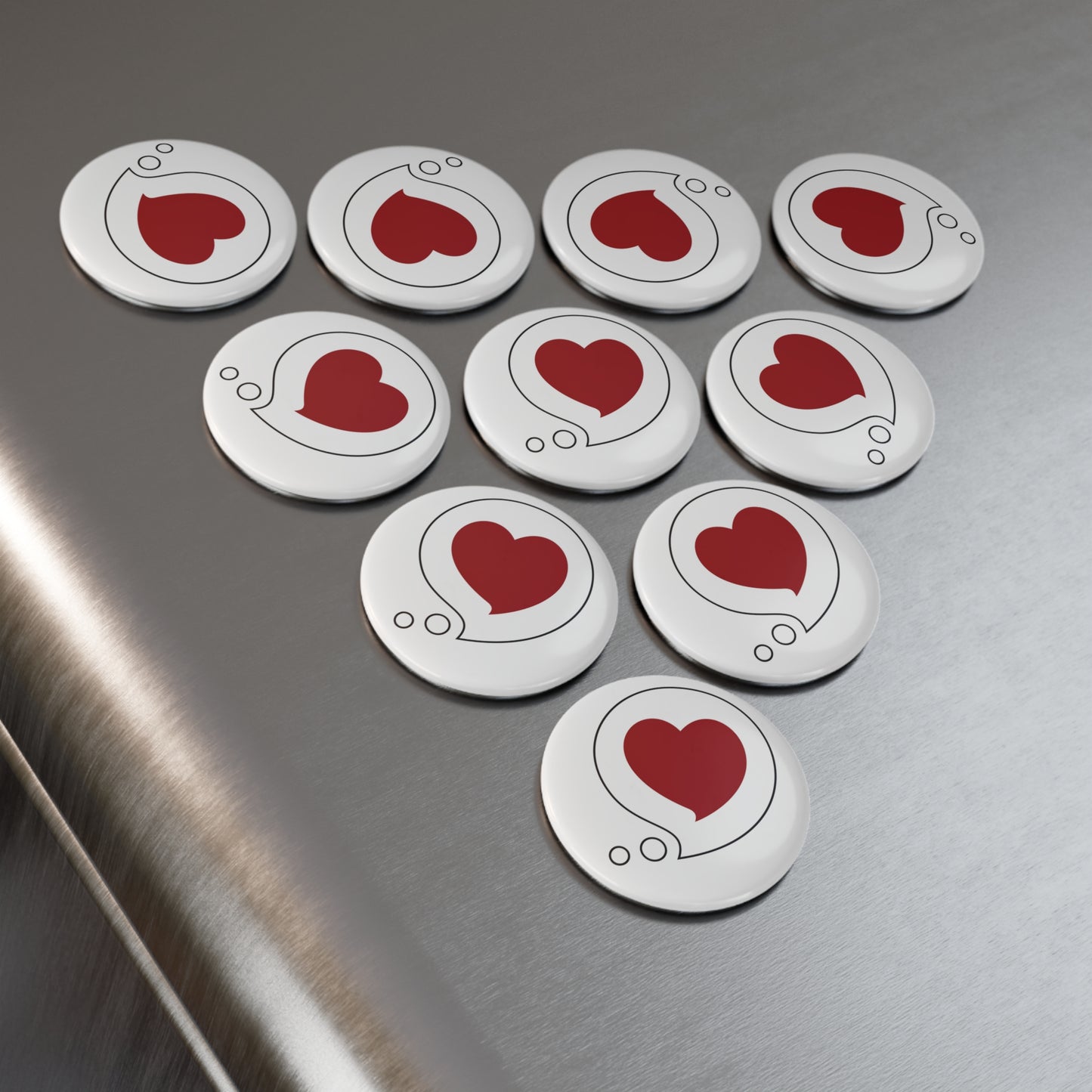 Heart Thought Bubble Button Magnet — Round Fridge Magnet