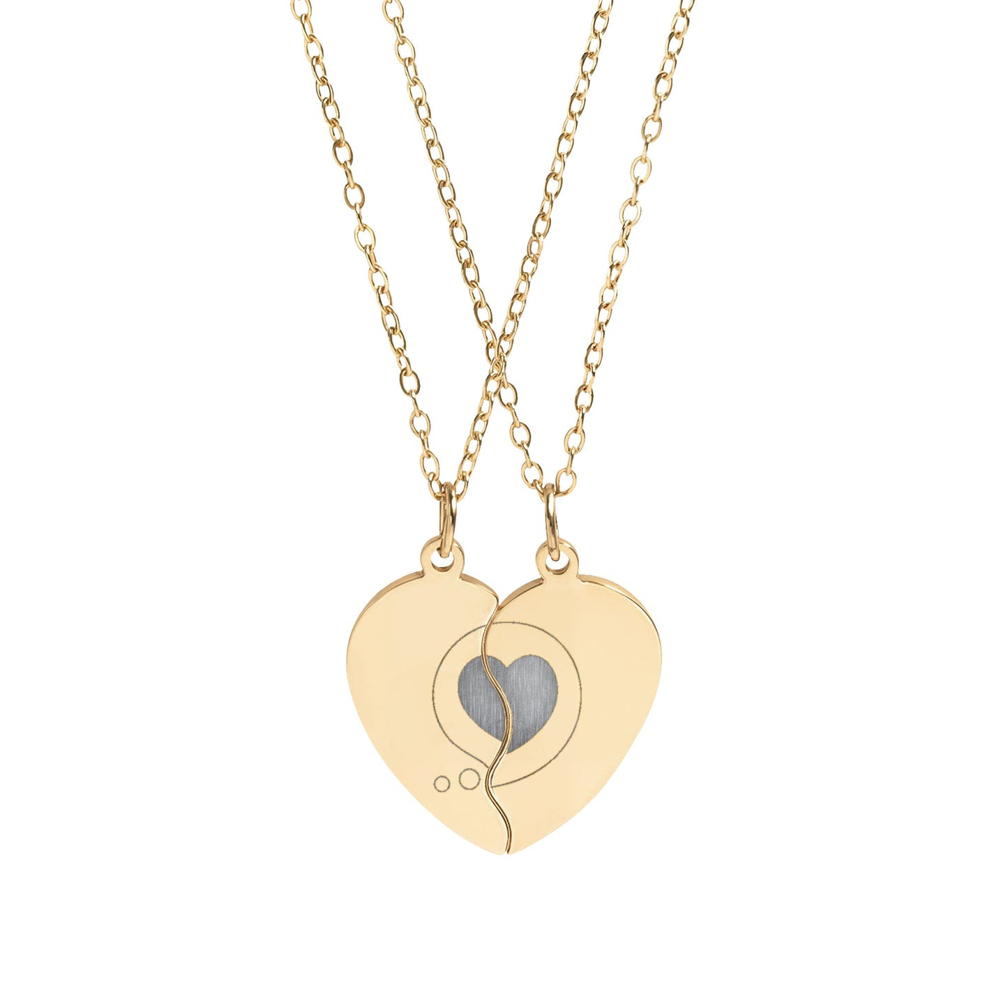 Break Apart Heart Necklace Set — Engravable Best Friends/BFF Split Pendant