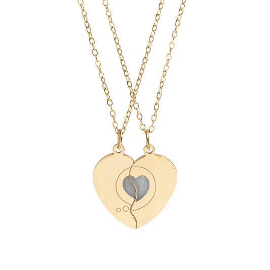 Break Apart Heart Necklace Set — Engravable Best Friends/BFF Split Pendant