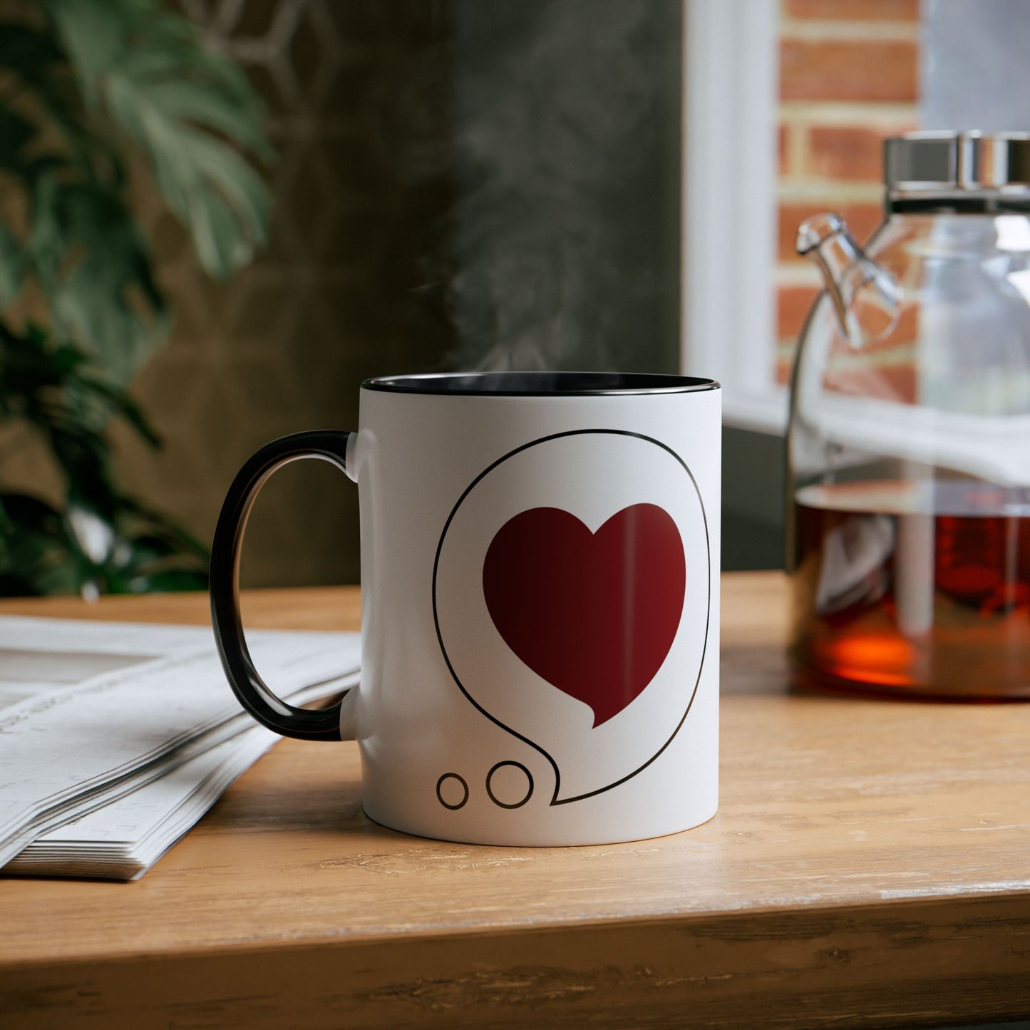 Heart Bubble Coffee Mug – "Thinking of You" Two-Tone 11oz
