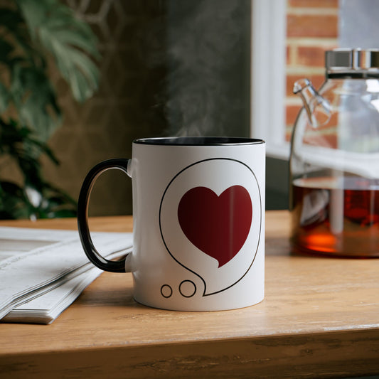 Heart Bubble Coffee Mug – "Thinking of You" Two-Tone 11oz