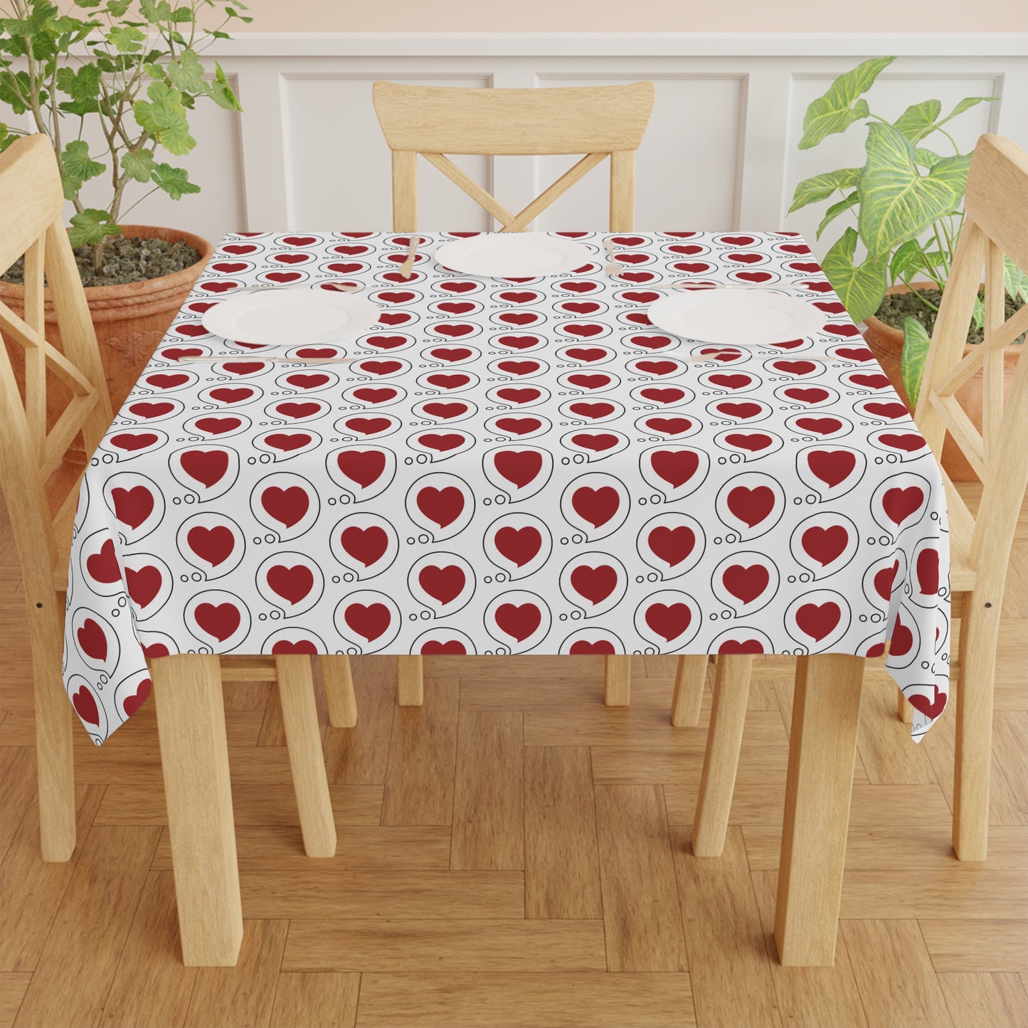 Heart Bubble Tablecloth — Heart Bubble on White Background for Everyday Dining