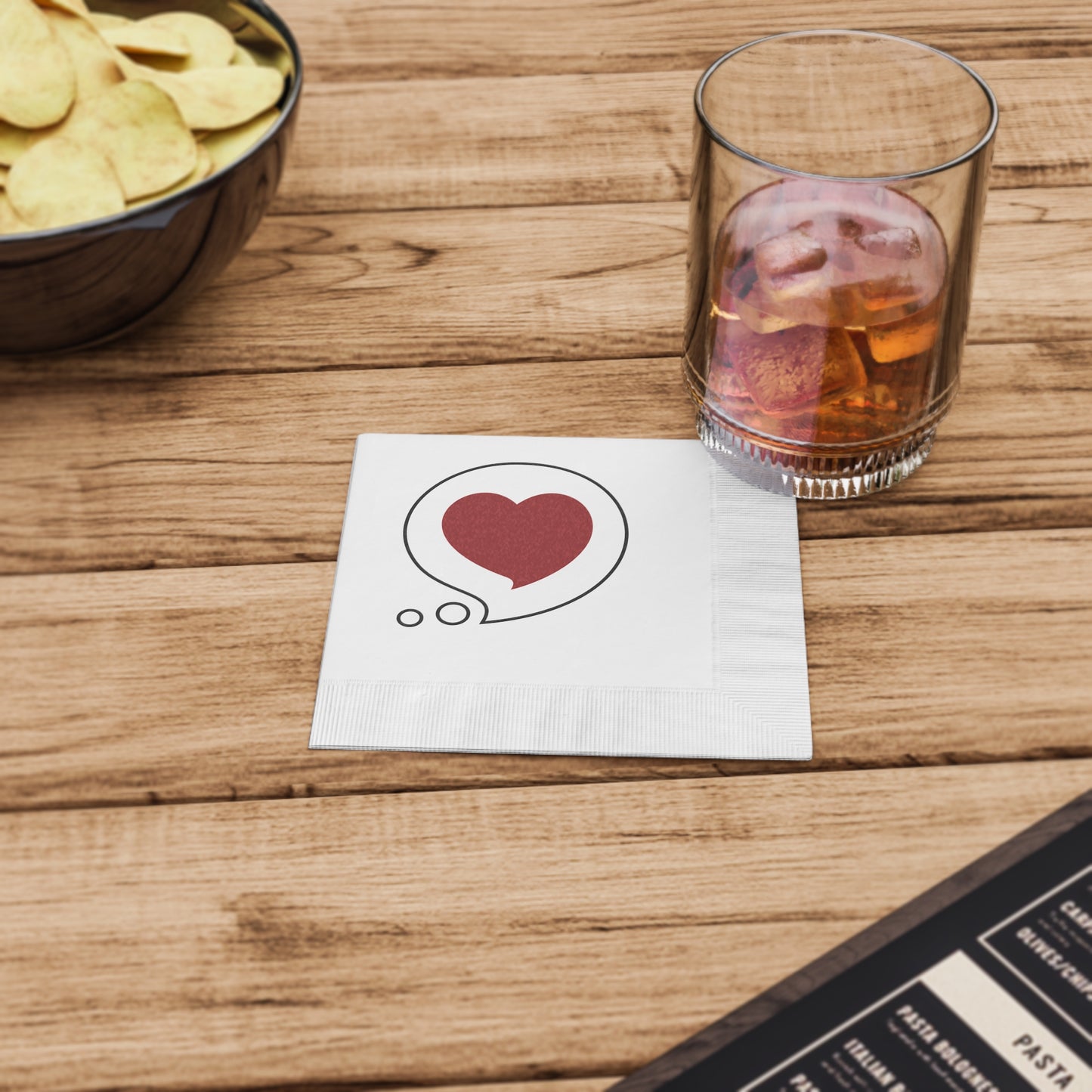 Heart Bubble Paper Napkins — Romantic Cocktail & Party Napkins