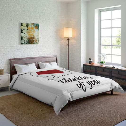 Thinking of You Comforter - Heart Bubble Decorative Bedding for Valentine’s Day & Romantic Gifts
