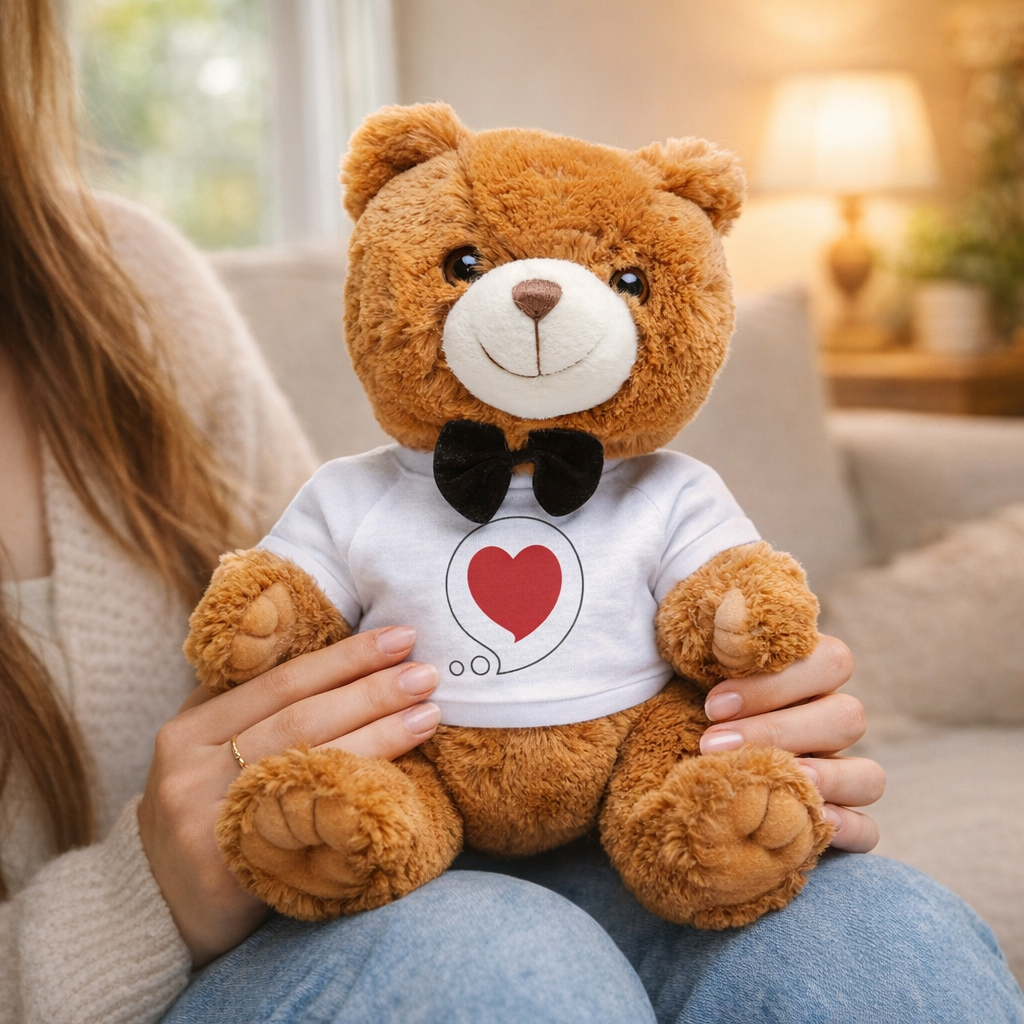 Plush Teddy Bear with Heart Bubble T‑Shirt – Cute Romantic Gift