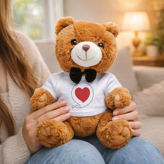 Plush Teddy Bear with Heart Bubble T‑Shirt – Cute Romantic Gift
