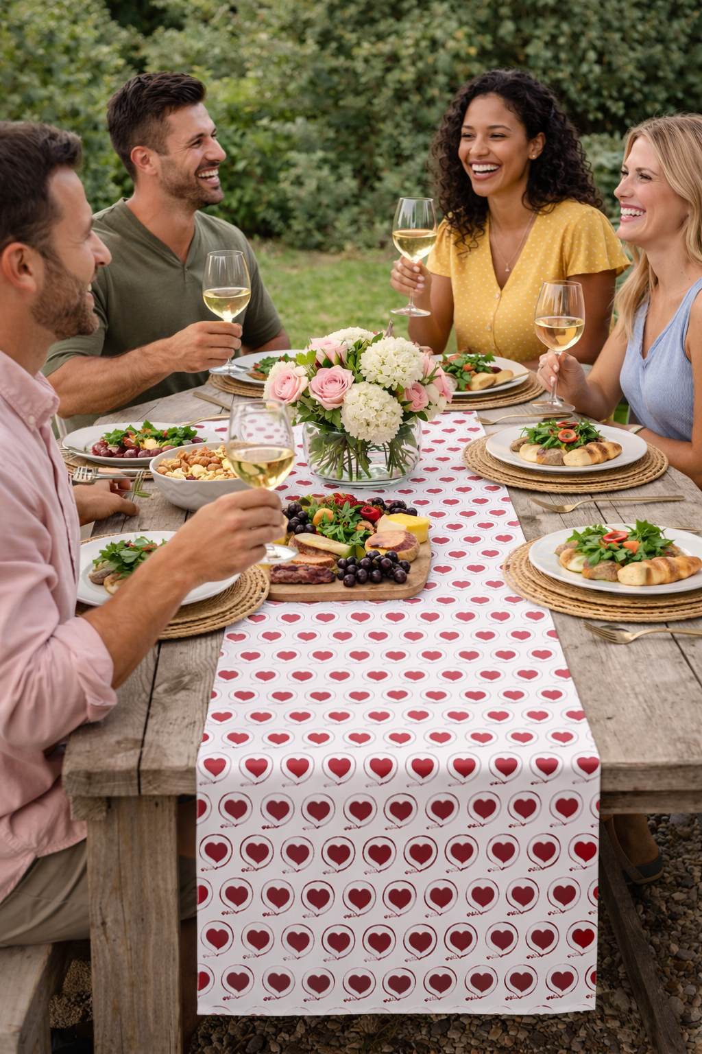 Heart Bubble Table Runner — Heart Bubble Cotton-Poly Decor for Special Days and Everydays!!!