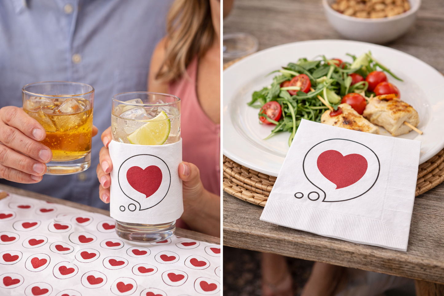 Heart Bubble Paper Napkins — Romantic Cocktail & Party Napkins