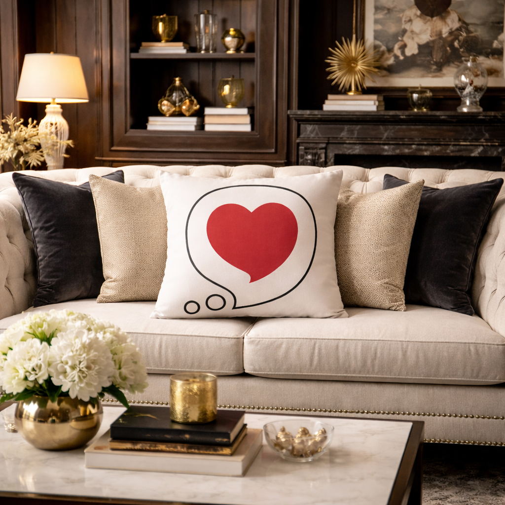 Heart Bubble Pillow — Red Heart Bubble Decorative Throw Pillow