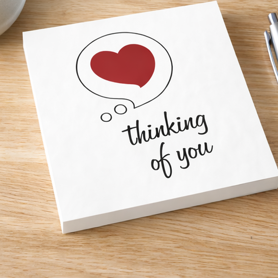 Post-it Note Pad — "Thinking of You" Heart Bubble Notes for Gifts & Everyday Reminders