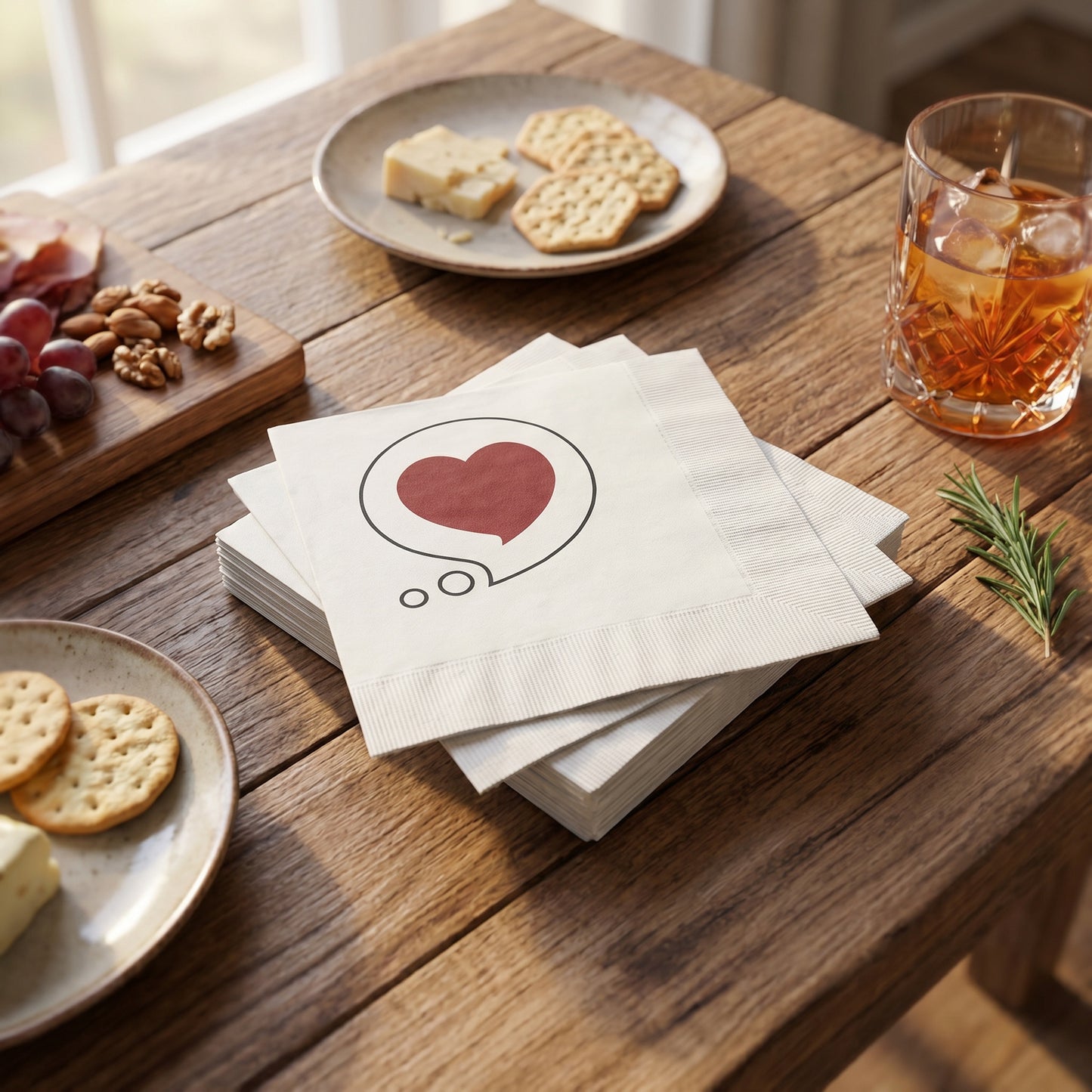 Heart Bubble Paper Napkins — Romantic Cocktail & Party Napkins