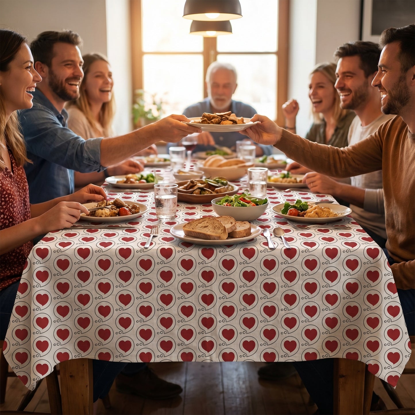 Heart Bubble Tablecloth — Heart Bubble on White Background for Everyday Dining