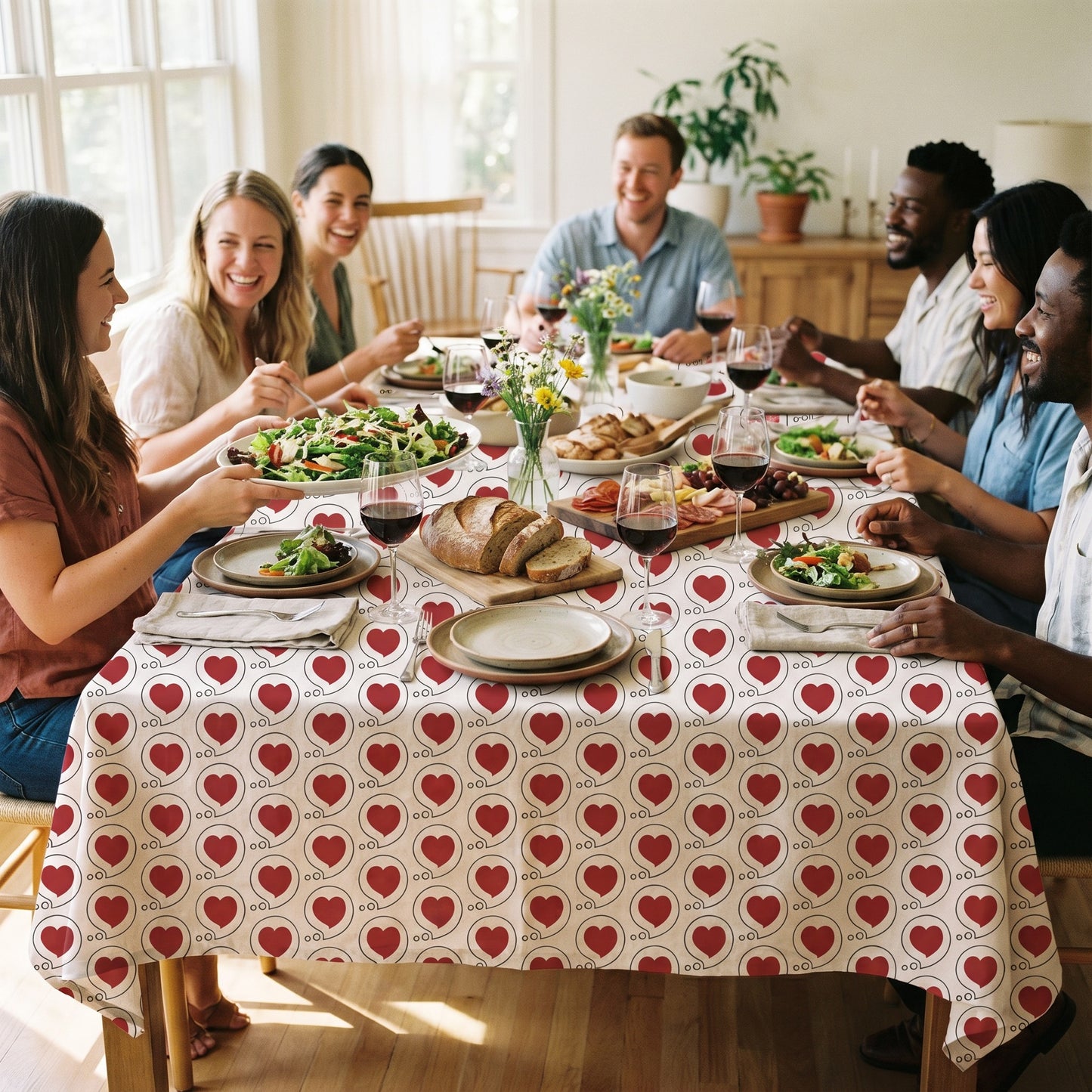 Heart Bubble Tablecloth — Heart Bubble on White Background for Everyday Dining
